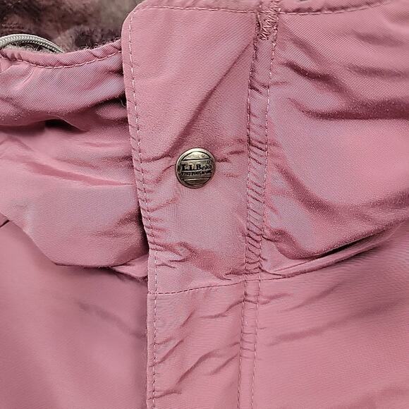Vintage LL Bean Jacket Coat Sz M Pink Baxter State Parka Hooded Plaid Wool Lined - Picture 5 of 16